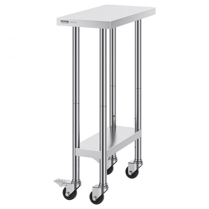 HETG-24*12 - 24x12 Stainless Steel Work Table with Adjustable Height & Wheels