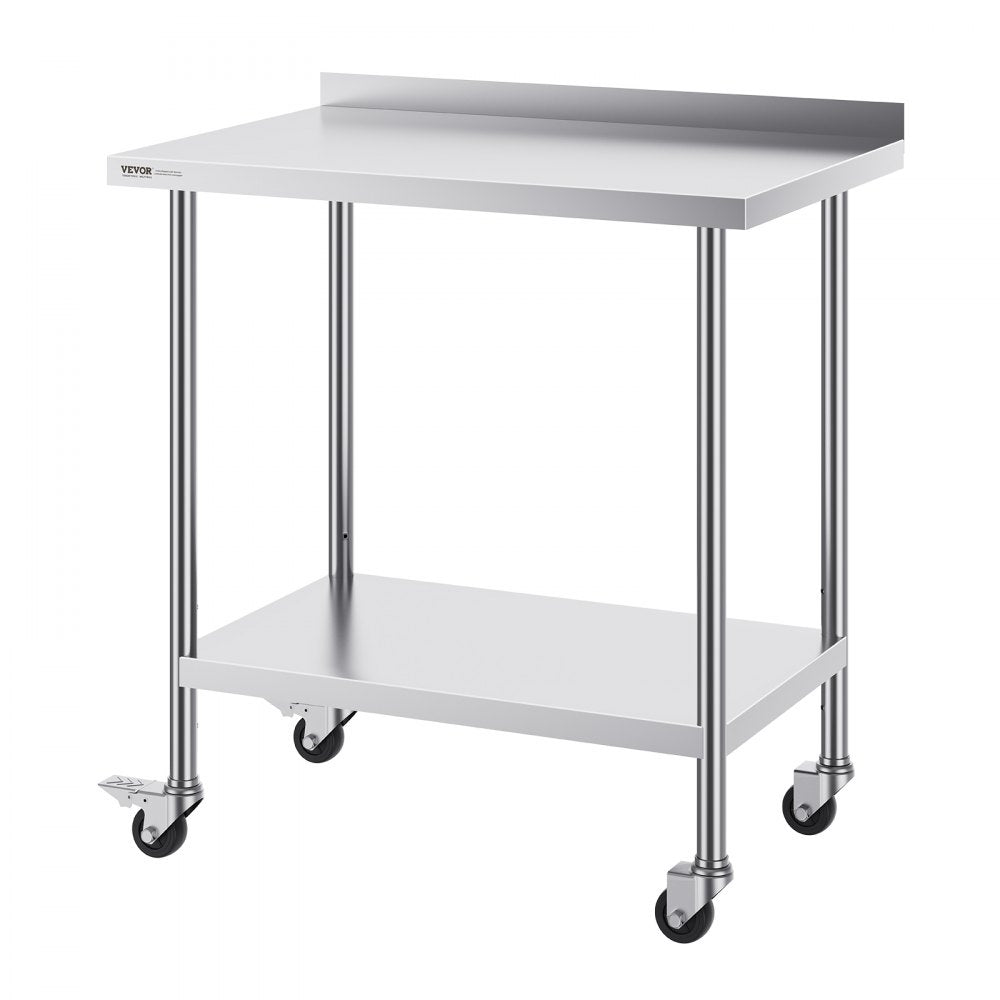 HETG-24*36-L - Adjustable Height Stainless Steel Work Table with Shelf