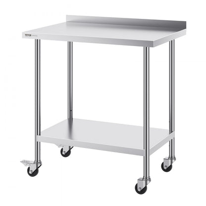 HETG-24*36-L - Adjustable Height Stainless Steel Work Table with Shelf