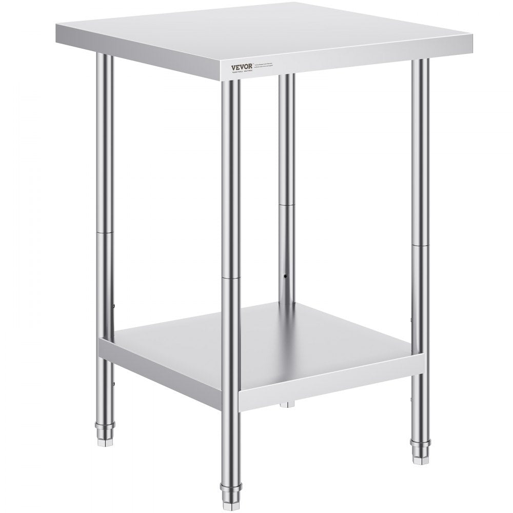 GZT610*610T - Adjustable 24" Stainless Steel Prep Table for Kitchen & Garage