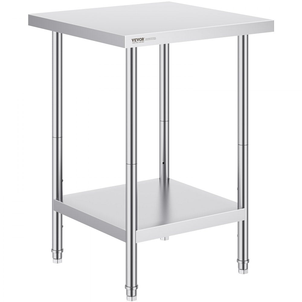 GZT610*610T - Adjustable 24" Stainless Steel Prep Table for Kitchen & Garage