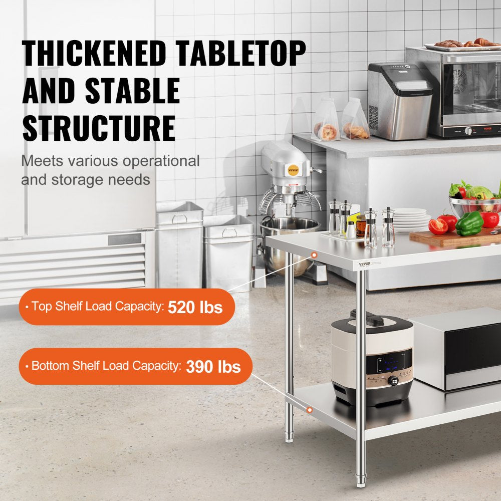 HET-30*60 - Durable 30" x 60" Stainless Steel Prep Table for Versatile Use