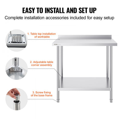 HET-24*36-L - Durable 24"x36" Stainless Steel Work Table for Versatile Use
