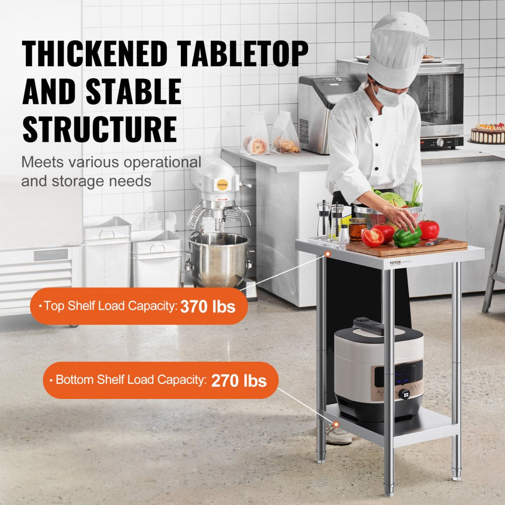 HET-24*18 - Heavy-Duty 24x18 Stainless Steel Prep Table for Versatile Use
