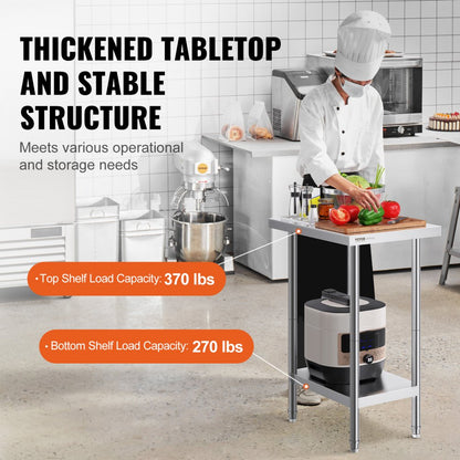 HET-24*18 - Heavy-Duty 24x18 Stainless Steel Prep Table for Versatile Use