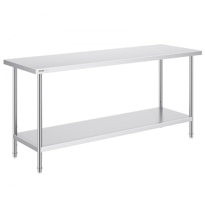 HET-24*72 - Heavy-Duty 24" x 72" Stainless Steel Prep Table with Adjustable Height