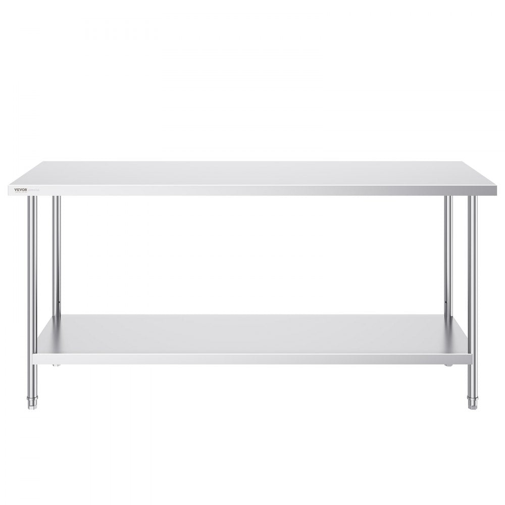 HET-24*72 - Heavy-Duty 24" x 72" Stainless Steel Prep Table with Adjustable Height