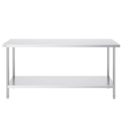 HET-24*72 - Heavy-Duty 24" x 72" Stainless Steel Prep Table with Adjustable Height