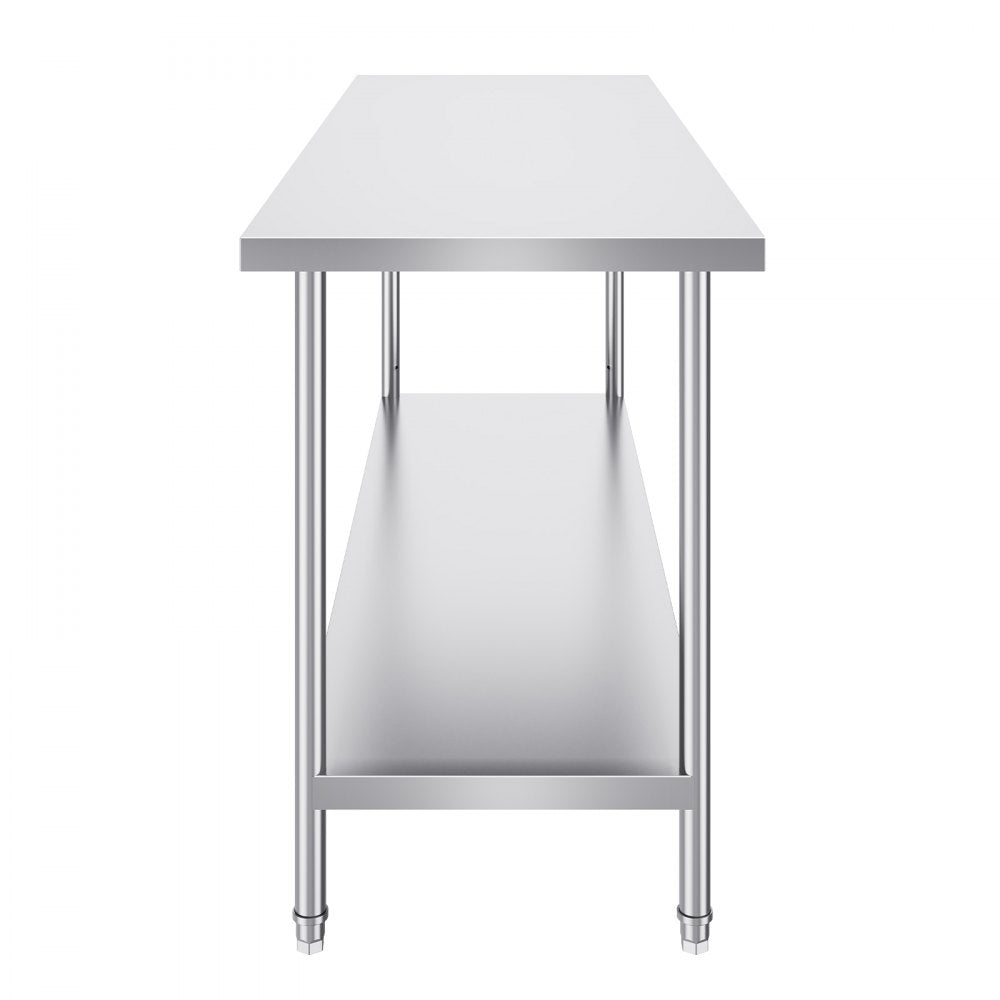 HET-24*72 - Heavy-Duty 24" x 72" Stainless Steel Prep Table with Adjustable Height