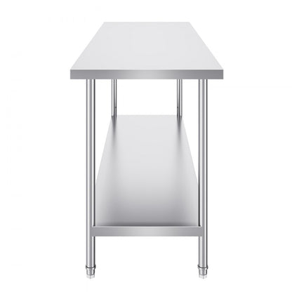 HET-24*72 - Heavy-Duty 24" x 72" Stainless Steel Prep Table with Adjustable Height
