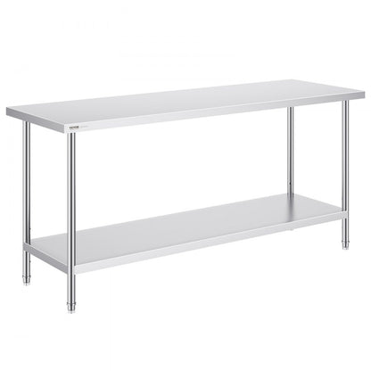HET-24*72 - Heavy-Duty 24" x 72" Stainless Steel Prep Table with Adjustable Height