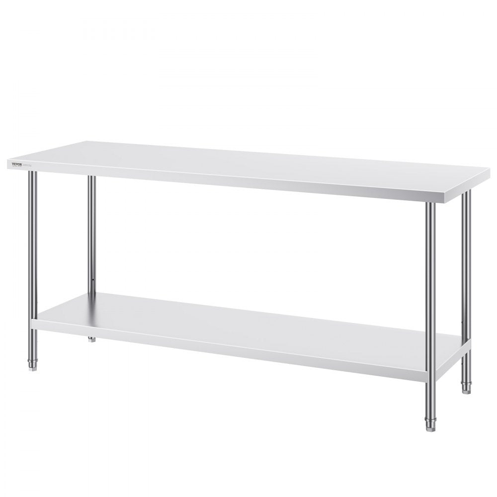 HET-24*72 - Heavy-Duty 24" x 72" Stainless Steel Prep Table with Adjustable Height