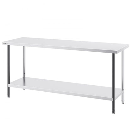 HET-24*72 - Heavy-Duty 24" x 72" Stainless Steel Prep Table with Adjustable Height