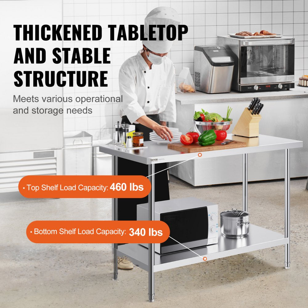 HET-24*48 - Adjustable Stainless Steel Prep Table 24" x 48" for Versatile Use