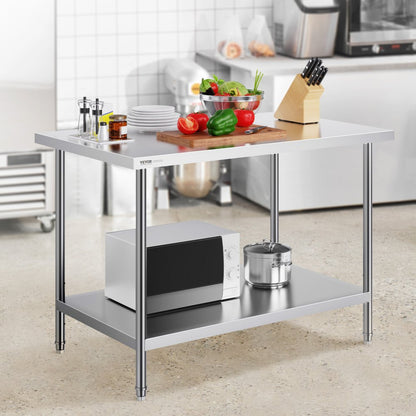 HET-30*48 - Adjustable Stainless Steel Prep Table for Home & Commercial Use