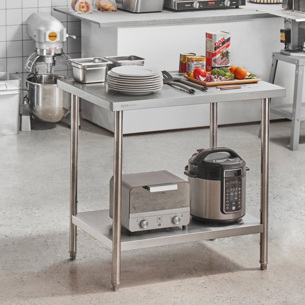 HET-24*36 - VEVOR 24x36” Stainless Steel Prep Table, Adjustable Height