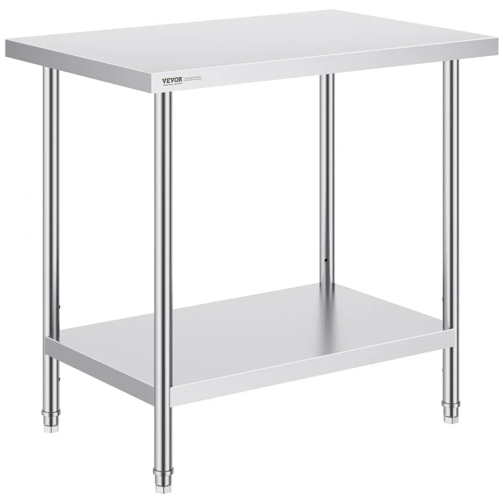 HET-24*36 - VEVOR 24x36” Stainless Steel Prep Table, Adjustable Height