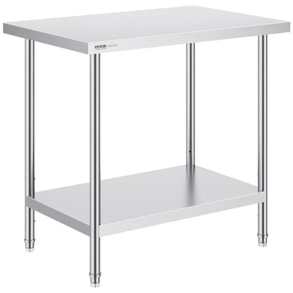HET-24*36 - VEVOR 24x36” Stainless Steel Prep Table, Adjustable Height
