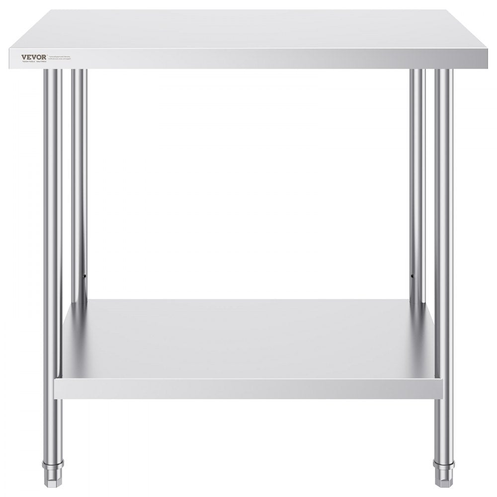 HET-24*36 - VEVOR 24x36” Stainless Steel Prep Table, Adjustable Height