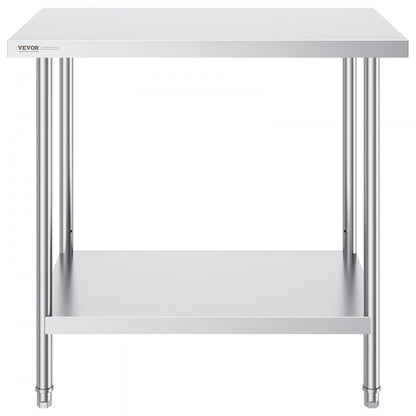 HET-24*36 - VEVOR 24x36” Stainless Steel Prep Table, Adjustable Height