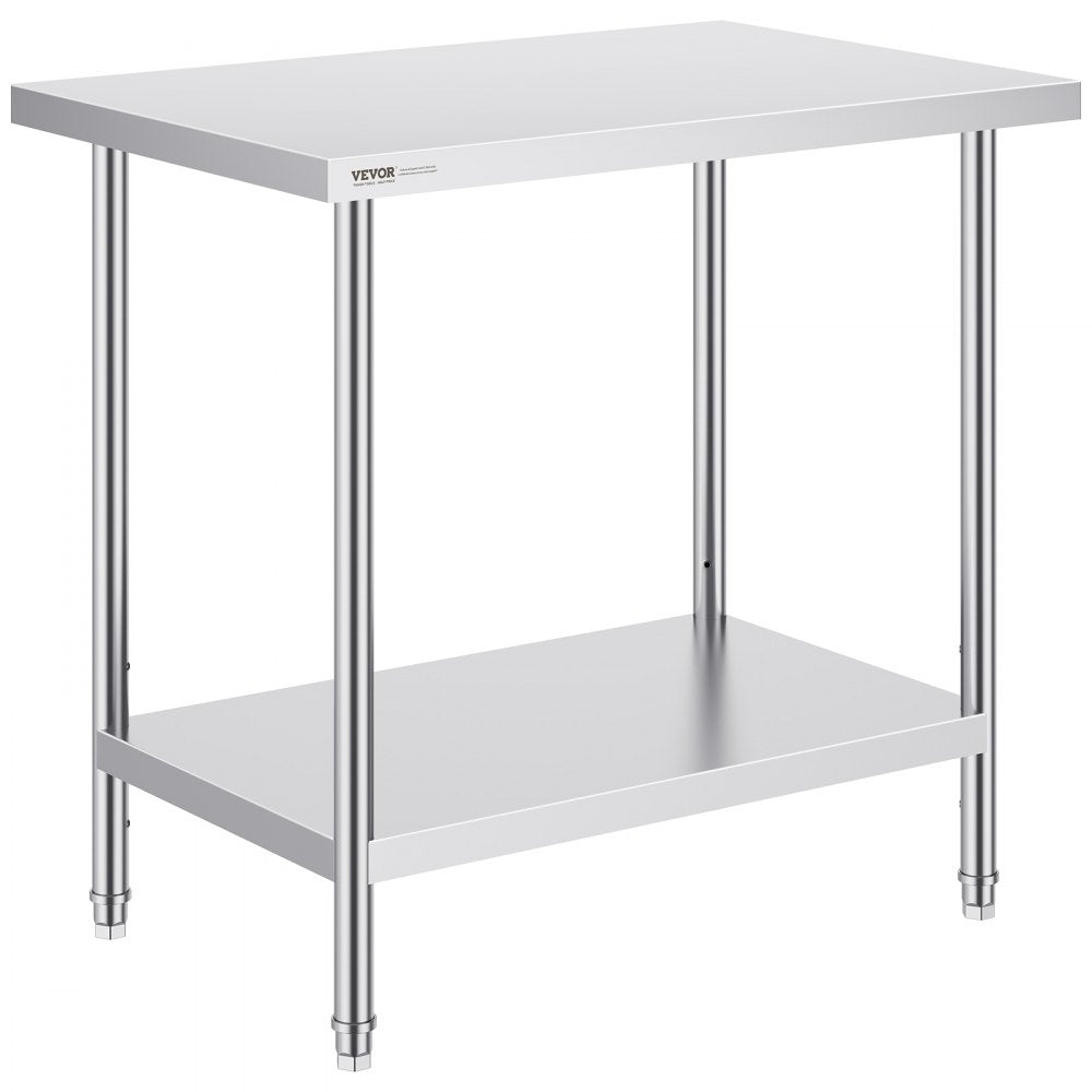 HET-24*36 - VEVOR 24x36” Stainless Steel Prep Table, Adjustable Height