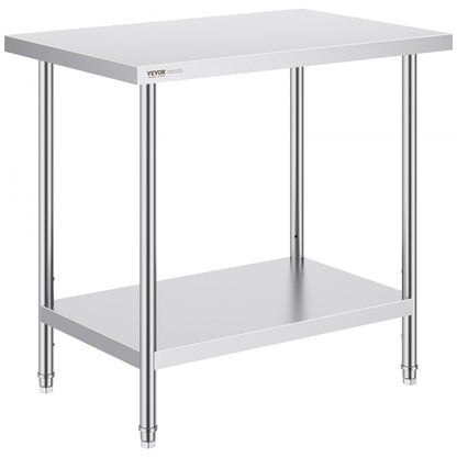 HET-24*36 - VEVOR 24x36” Stainless Steel Prep Table, Adjustable Height
