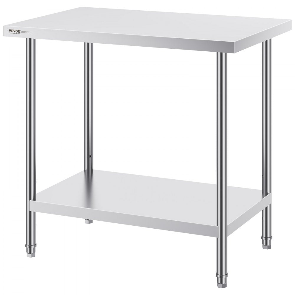 HET-24*36 - VEVOR 24x36” Stainless Steel Prep Table, Adjustable Height