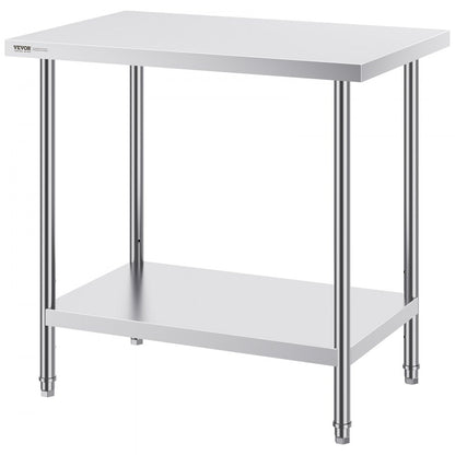 HET-24*36 - VEVOR 24x36” Stainless Steel Prep Table, Adjustable Height