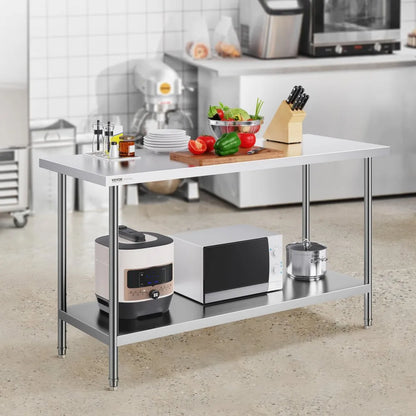 HET-24*60 - Adjustable Height Stainless Steel Prep Table 24x60x34 Inches
