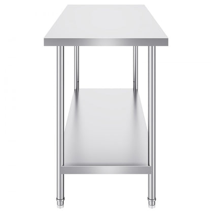 HET-24*60 - Adjustable Height Stainless Steel Prep Table 24x60x34 Inches