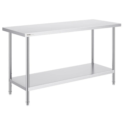 HET-24*60 - Adjustable Height Stainless Steel Prep Table 24x60x34 Inches