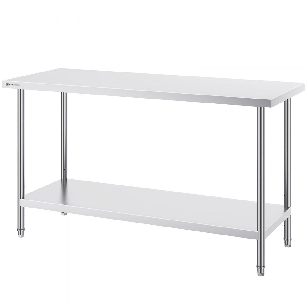 HET-24*60 - Adjustable Height Stainless Steel Prep Table 24x60x34 Inches