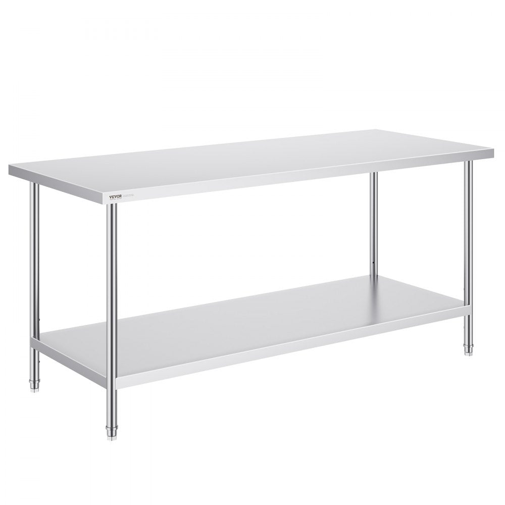 HET-30*72 - Adjustable 30"x72" Stainless Steel Prep Table for Versatile Use