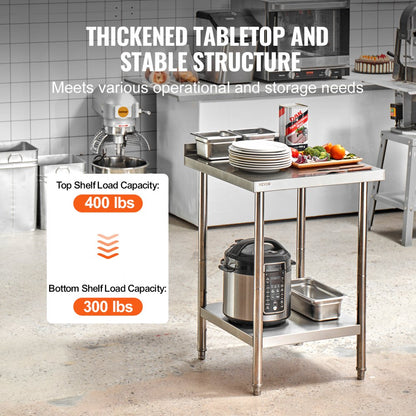 GZT610*610TH - Adjustable 24" Stainless Steel Work Table for Heavy-Duty Use