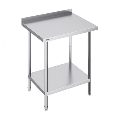 HET-24*30-L - Adjustable Stainless Steel Prep Table with Two-Tier Storage