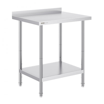 HET-24*30-L - Adjustable Stainless Steel Prep Table with Two-Tier Storage
