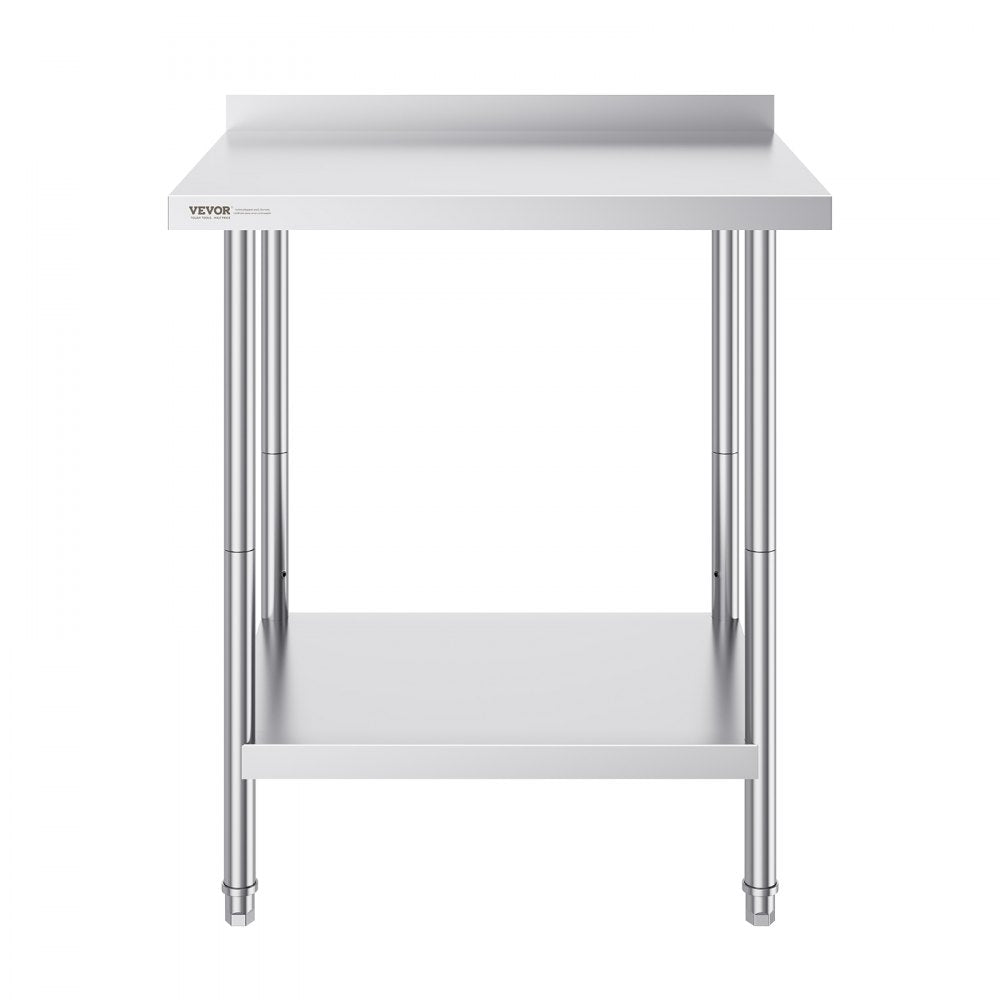 HET-24*30-L - Adjustable Stainless Steel Prep Table with Two-Tier Storage