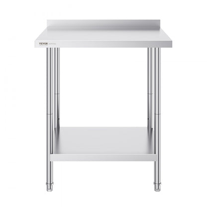HET-24*30-L - Adjustable Stainless Steel Prep Table with Two-Tier Storage
