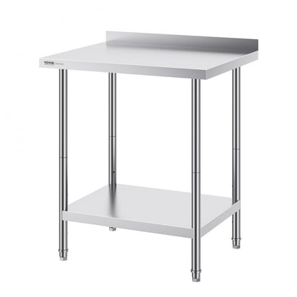 HET-24*30-L - Adjustable Stainless Steel Prep Table with Two-Tier Storage