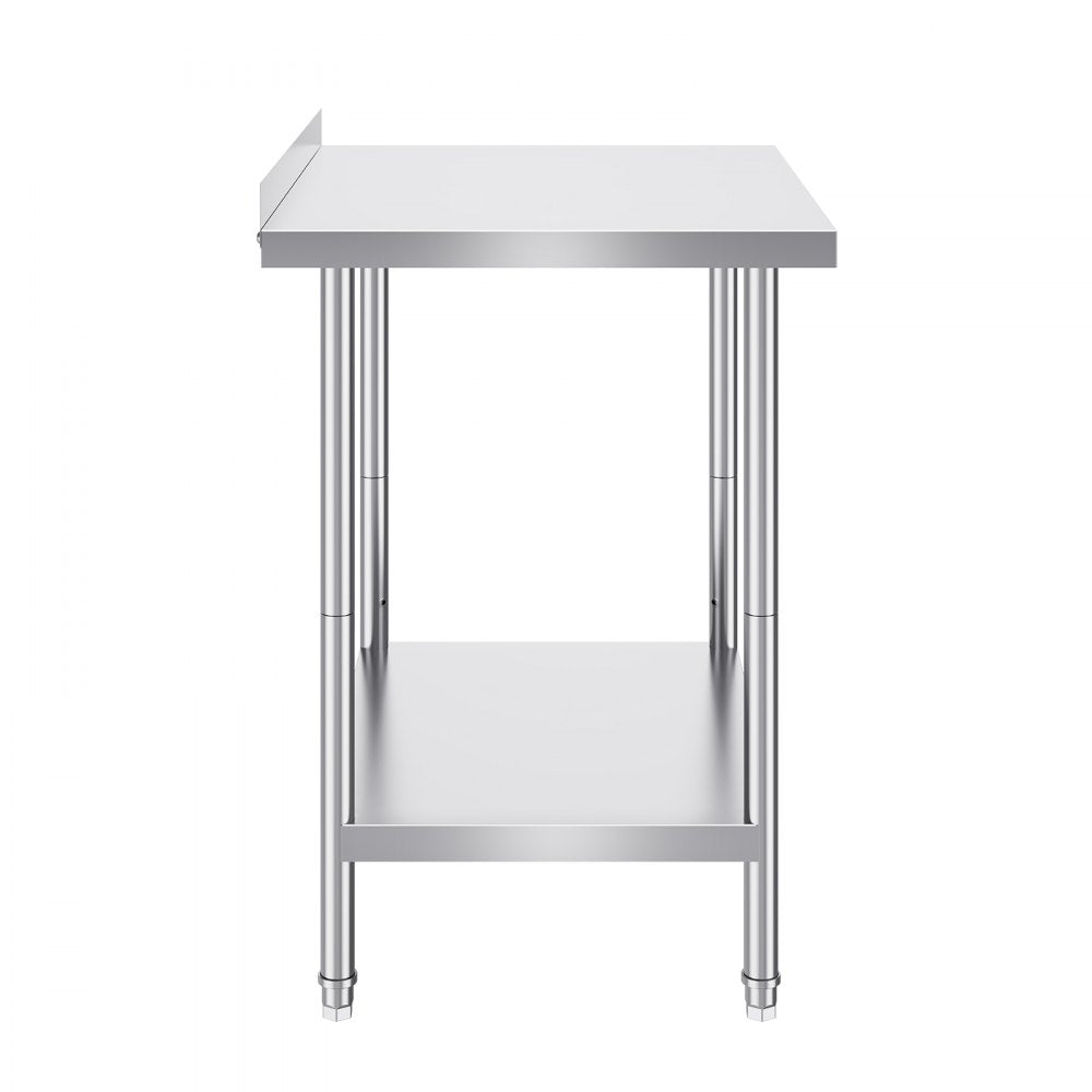 HET-24*30-L - Adjustable Stainless Steel Prep Table with Two-Tier Storage