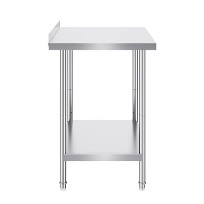 HET-24*30-L - Adjustable Stainless Steel Prep Table with Two-Tier Storage
