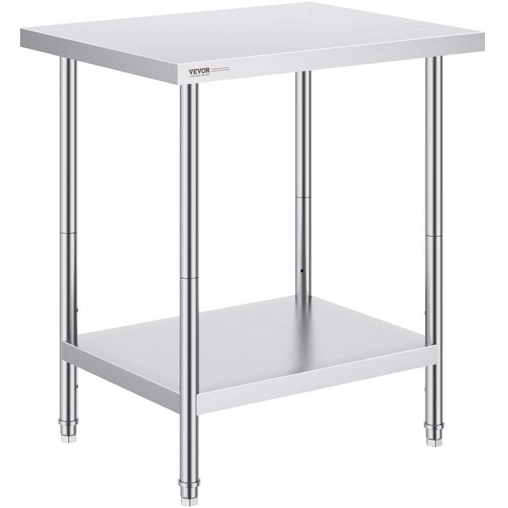 HET-24*30 - Adjustable Stainless Steel Prep Table with Lower Shelf