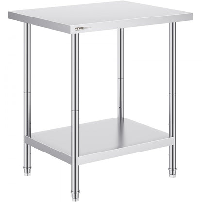 HET-24*30 - Adjustable Stainless Steel Prep Table with Lower Shelf
