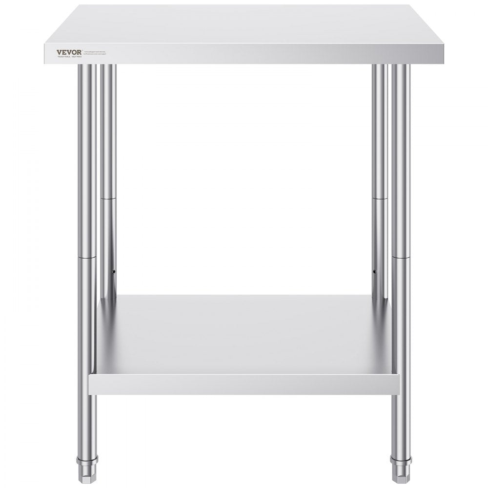 HET-24*30 - Adjustable Stainless Steel Prep Table with Lower Shelf