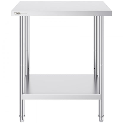 HET-24*30 - Adjustable Stainless Steel Prep Table with Lower Shelf