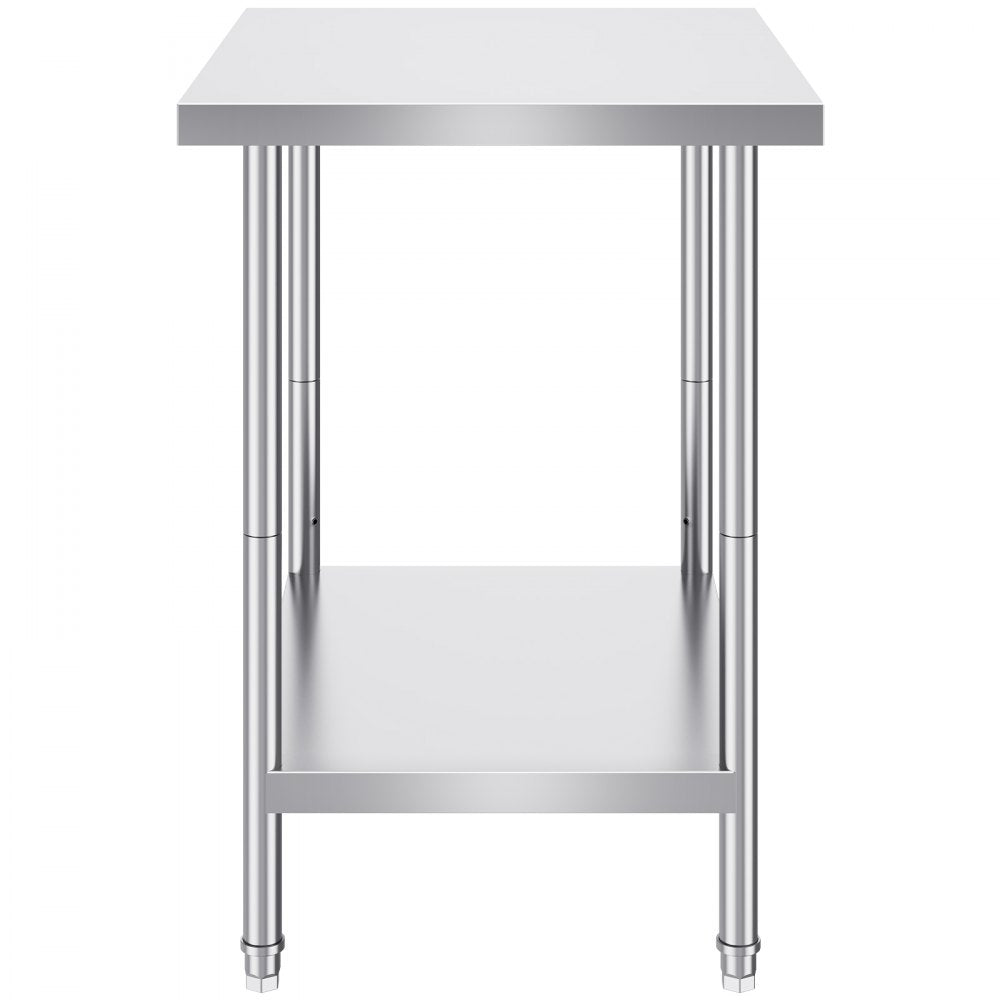 HET-24*30 - Adjustable Stainless Steel Prep Table with Lower Shelf