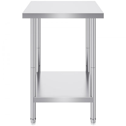 HET-24*30 - Adjustable Stainless Steel Prep Table with Lower Shelf