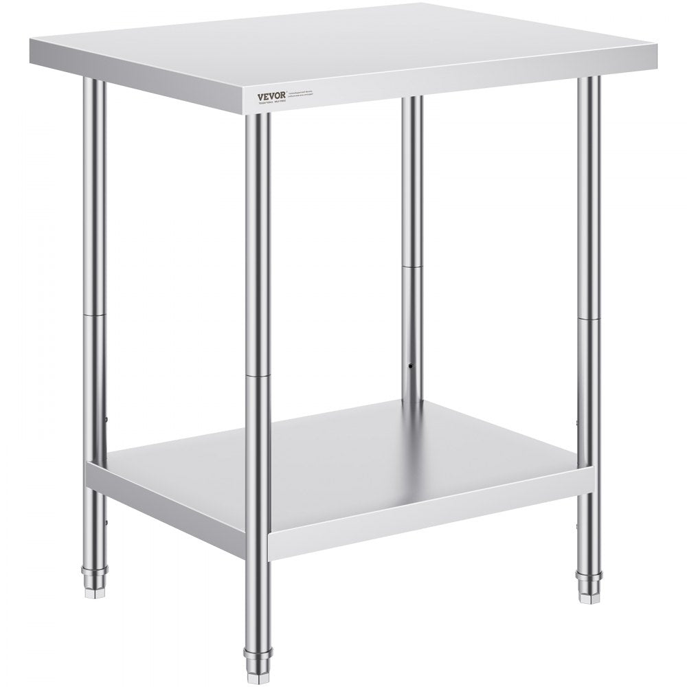 HET-24*30 - Adjustable Stainless Steel Prep Table with Lower Shelf