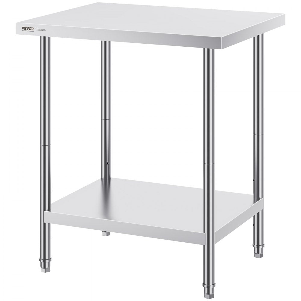 HET-24*30 - Adjustable Stainless Steel Prep Table with Lower Shelf