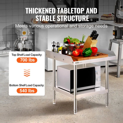HET-24*24-3L - 24" Stainless Steel Work Table with Adjustable Height and Shelf